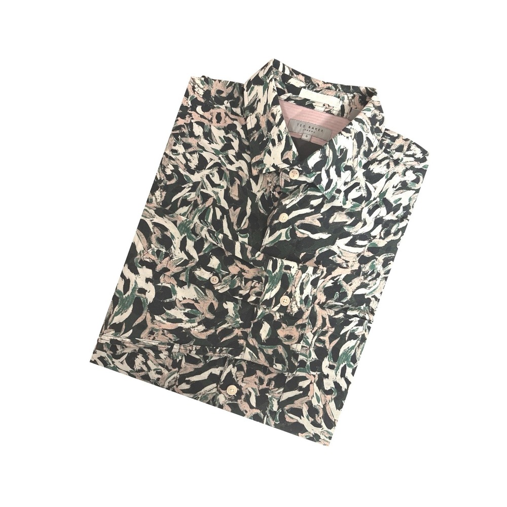 NWT Ted Baker London DOJO Animal Print Button-Up Shirt Size 5 (XL)